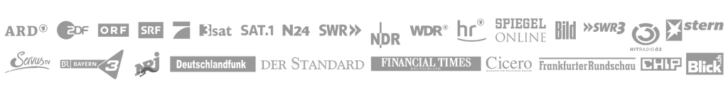 Logos von TV-Sendern und Medien aus Deutschland, Österreich und der Schweiz