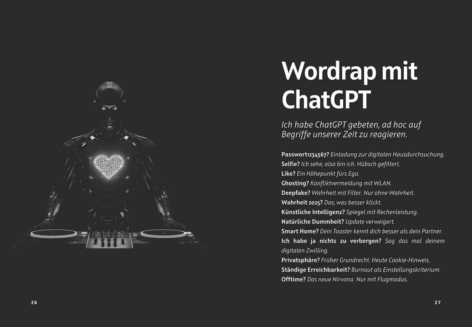 KI unzensiert - Die ChatGPT-Interviews — Doppelseite Wordrap mit ChatGPT