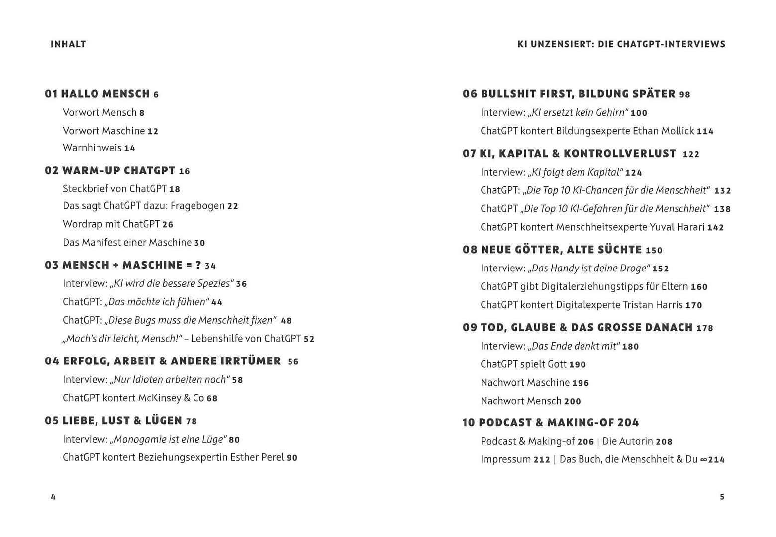 KI unzensiert - Die ChatGPT-Interviews — Inhaltsverzeichnis Band 1 ©Anitra Eggler