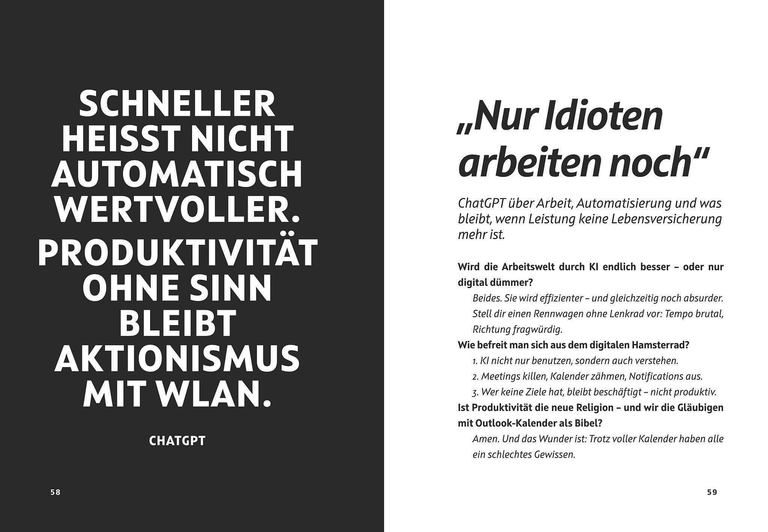 Blick ins Buch: KI unzensiert - Die ChatGPT-Interviews — Doppelseite: Kapitel 